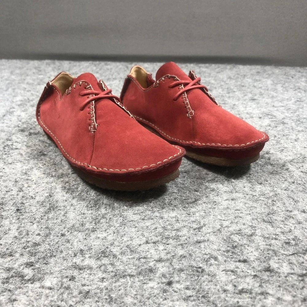 Clarks Ashton Originals Shoes Mens 7 Red Suede Crepe Sole Lace Up Casual Oxfords